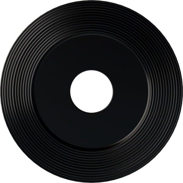 Ekena Millwork Adonis Ceiling Medallion (Fits Canopies up to 10 1/4"), 16 1/8"OD x 3 5/8"ID x 1"P, Jet Black CM16ADBLF - main